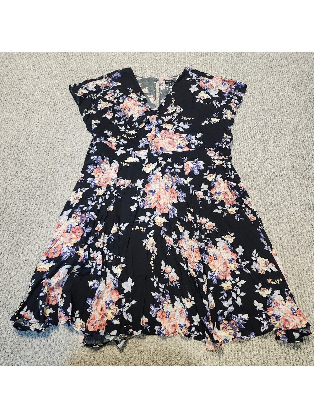 Torrid Black Multicolor Floral Fit & Flare Dress Size 3